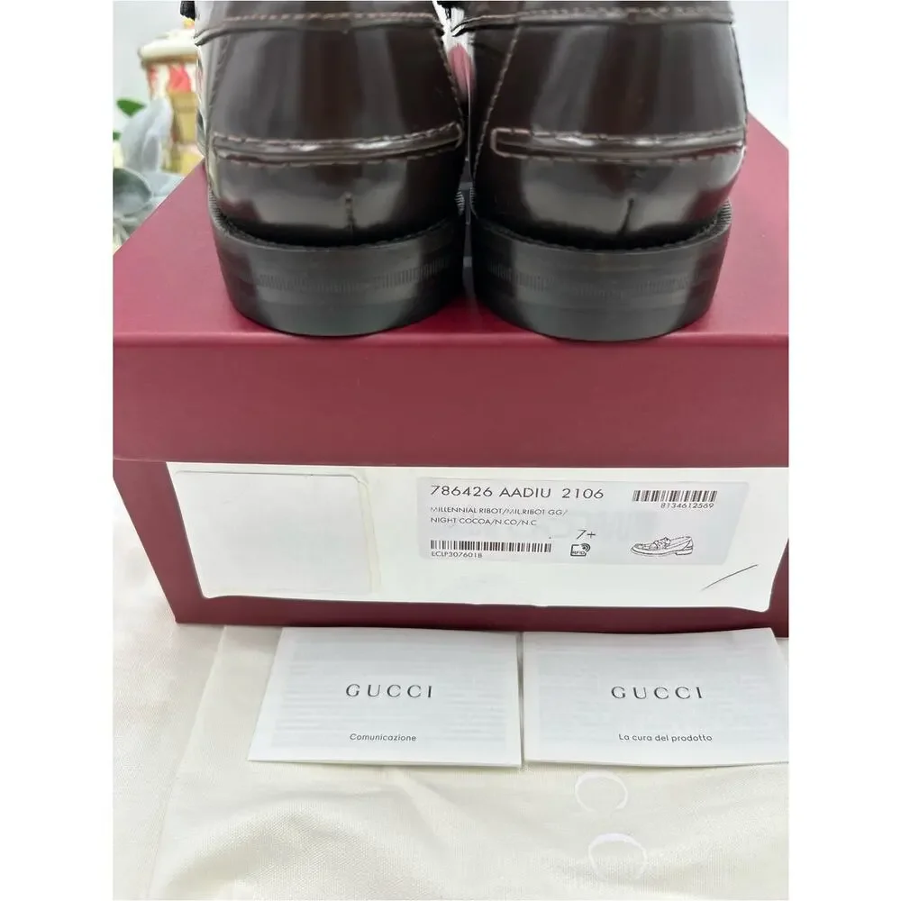 Men's Gucci KAVEH GG embossed leather loafers size 7.5 fits 8 US made in Italy